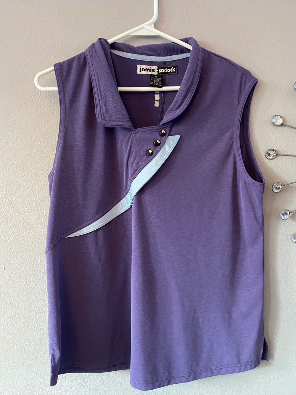 jamie sadock Purple Sleeveless Golf Polo with Contrast Trim